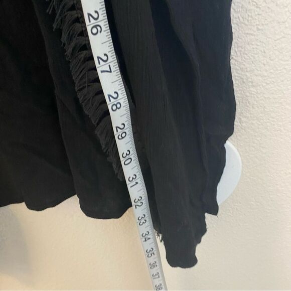 Treasure & Bond black boho fringe trim beachy coastal kimono swim coverup top OS - Picture 14 of 15